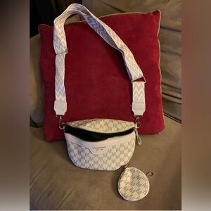 Monogrammed Cream and Gray Crossbody Bag